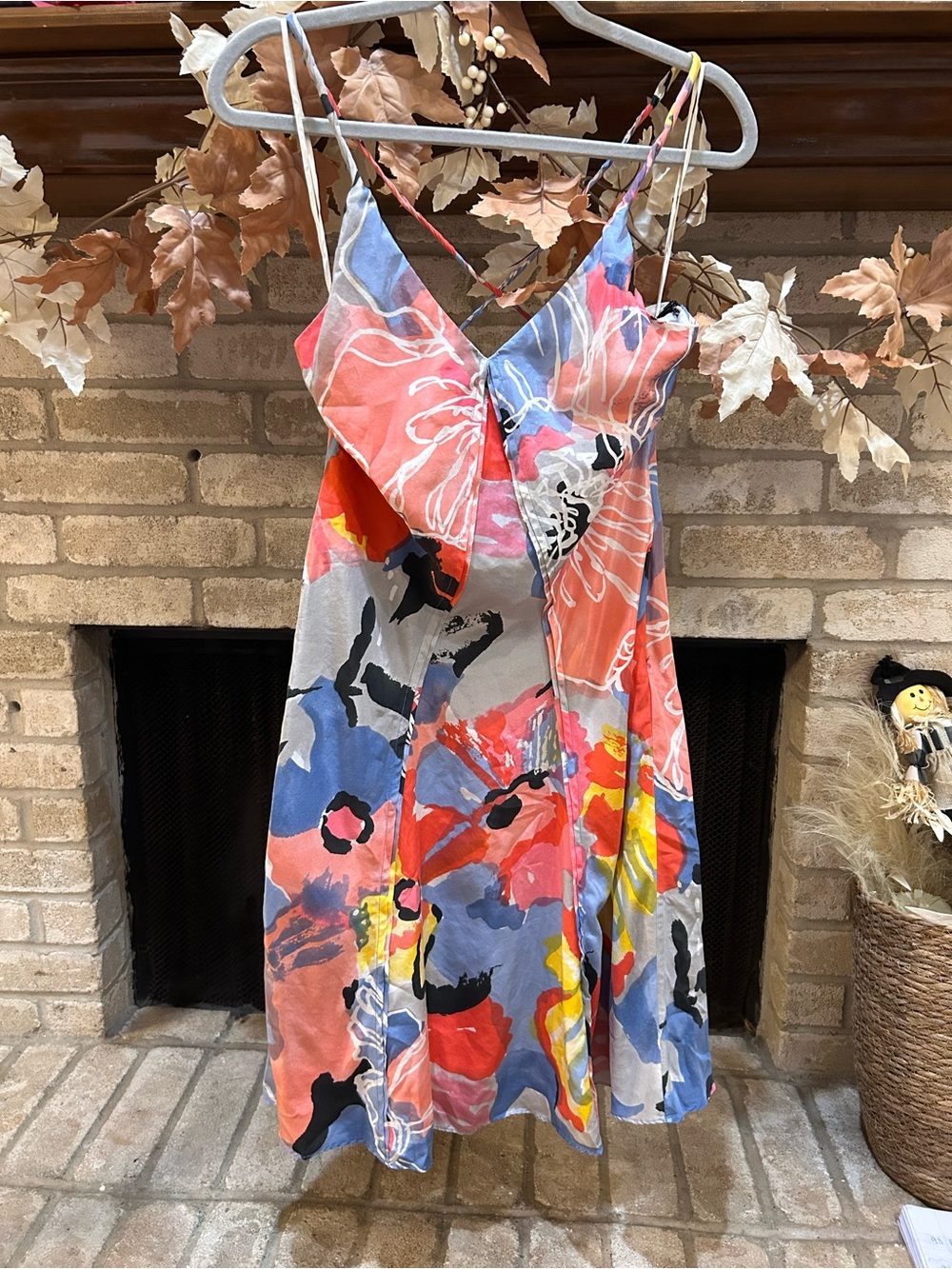 Armani Exchange Coral Blue Floral Wrap Midi Dress EUC